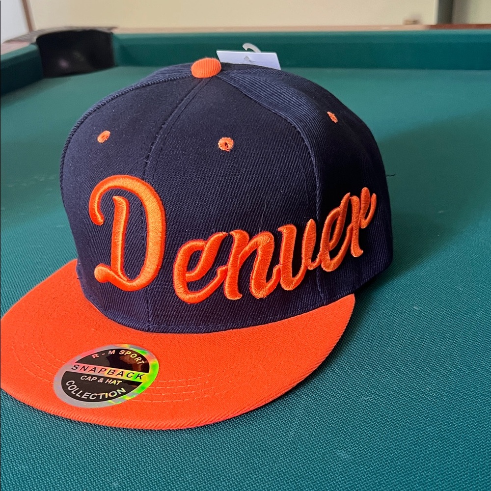Denver Embroidered Snapback Hat - Navy & Orange